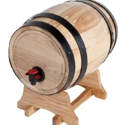 Gifi Distributeur à vin tonneau bois sur socle 5,5 L
