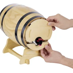 Gifi Distributeur à vin tonneau bois sur socle 5,5 L