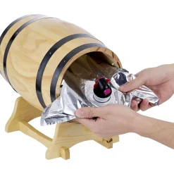 Gifi Distributeur à vin tonneau bois sur socle 5,5 L