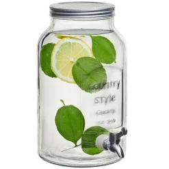 Gifi Distributeur de boisson verre couvercle métal 5.5 L