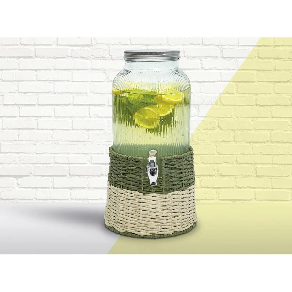 Gifi Distributeur de boisson verre 5,5L avec support - Ø22,5xH42,5cm