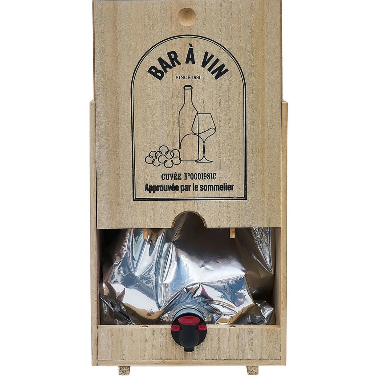 Gifi Distributeur de vin en bois pour cubi 5L