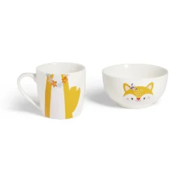 Gifi Ensemble bol et mug en porcelaine motif enfant motif renard H15cm Best