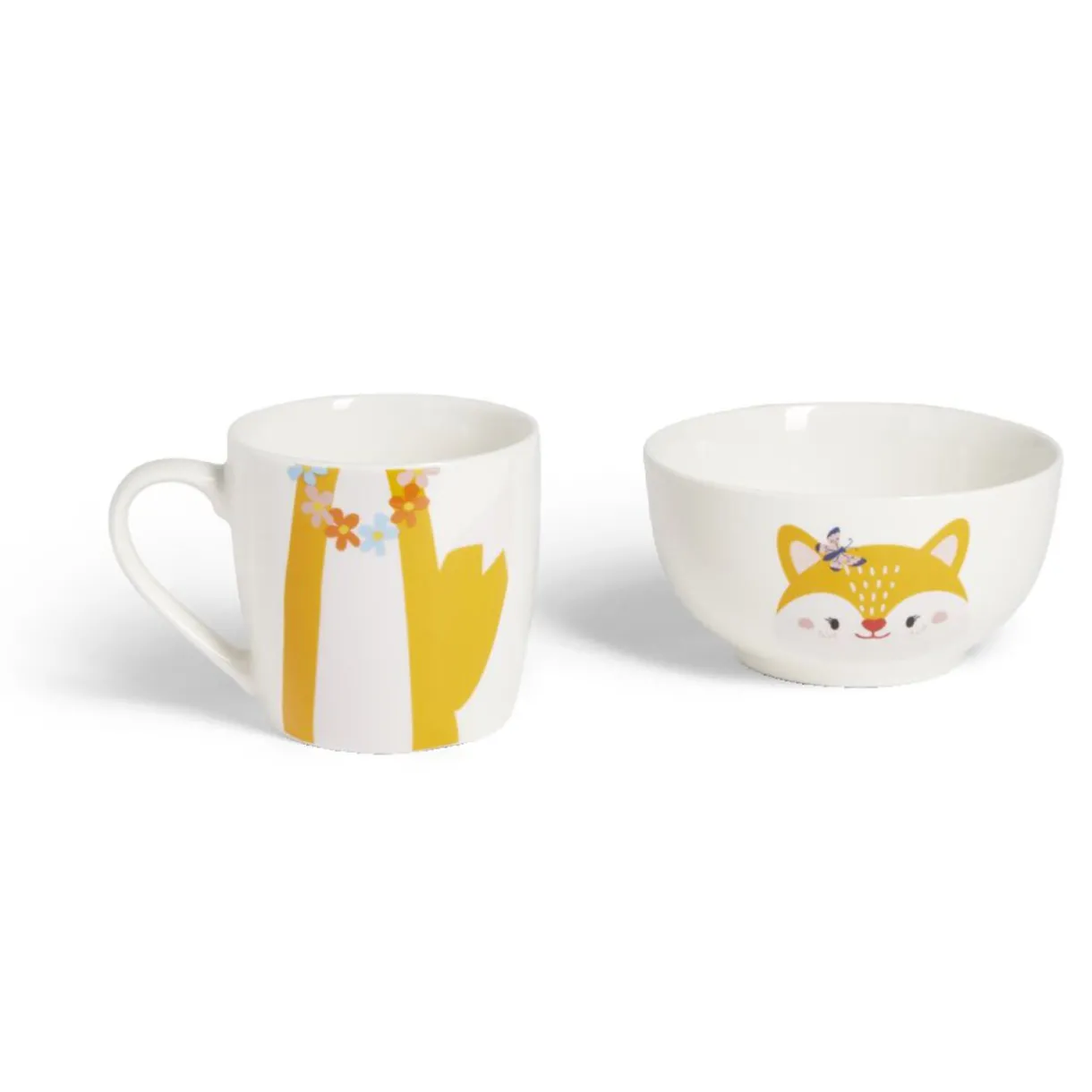 Gifi Ensemble bol et mug en porcelaine motif enfant motif renard H15cm Best