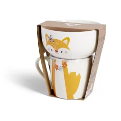 Gifi Ensemble bol et mug en porcelaine motif enfant motif renard H15cm Best