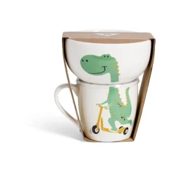 Gifi Ensemble bol et mug en porcelaine motif enfant motif dinosaure H15cm Hot