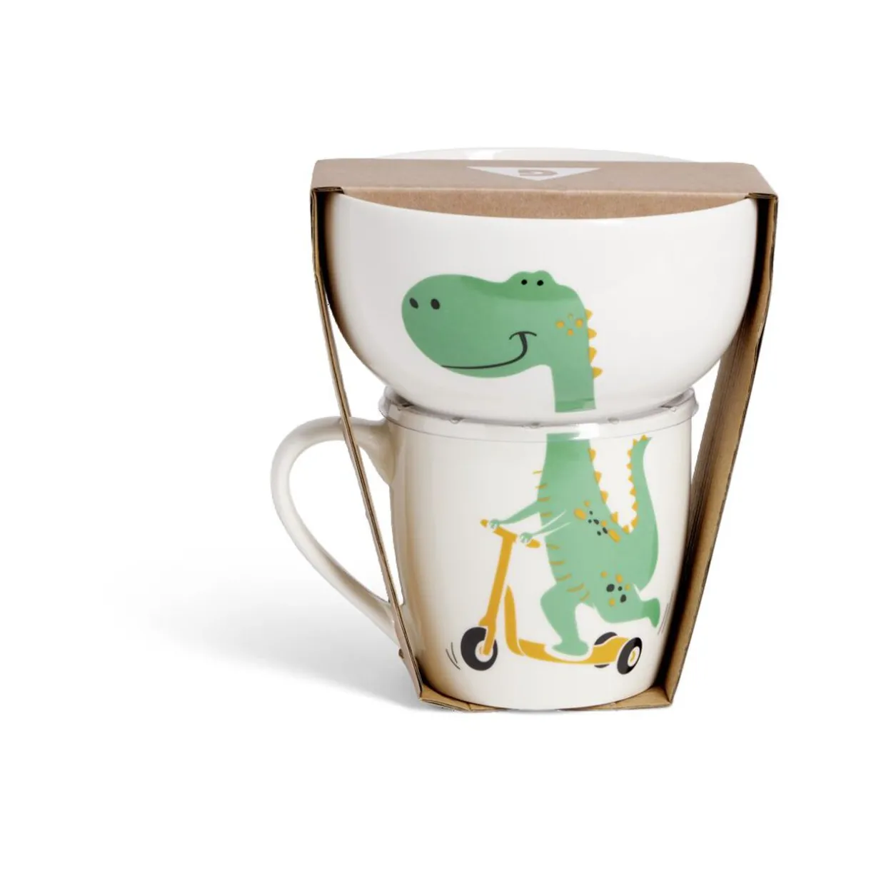 Gifi Ensemble bol et mug en porcelaine motif enfant motif dinosaure H15cm Hot