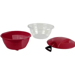 Gifi Essoreuse à salade 4 en 1 transparente et rouge Sale