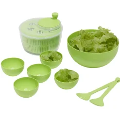 Gifi Essoreuse à salade avec couverts et saladier plastique vert Best