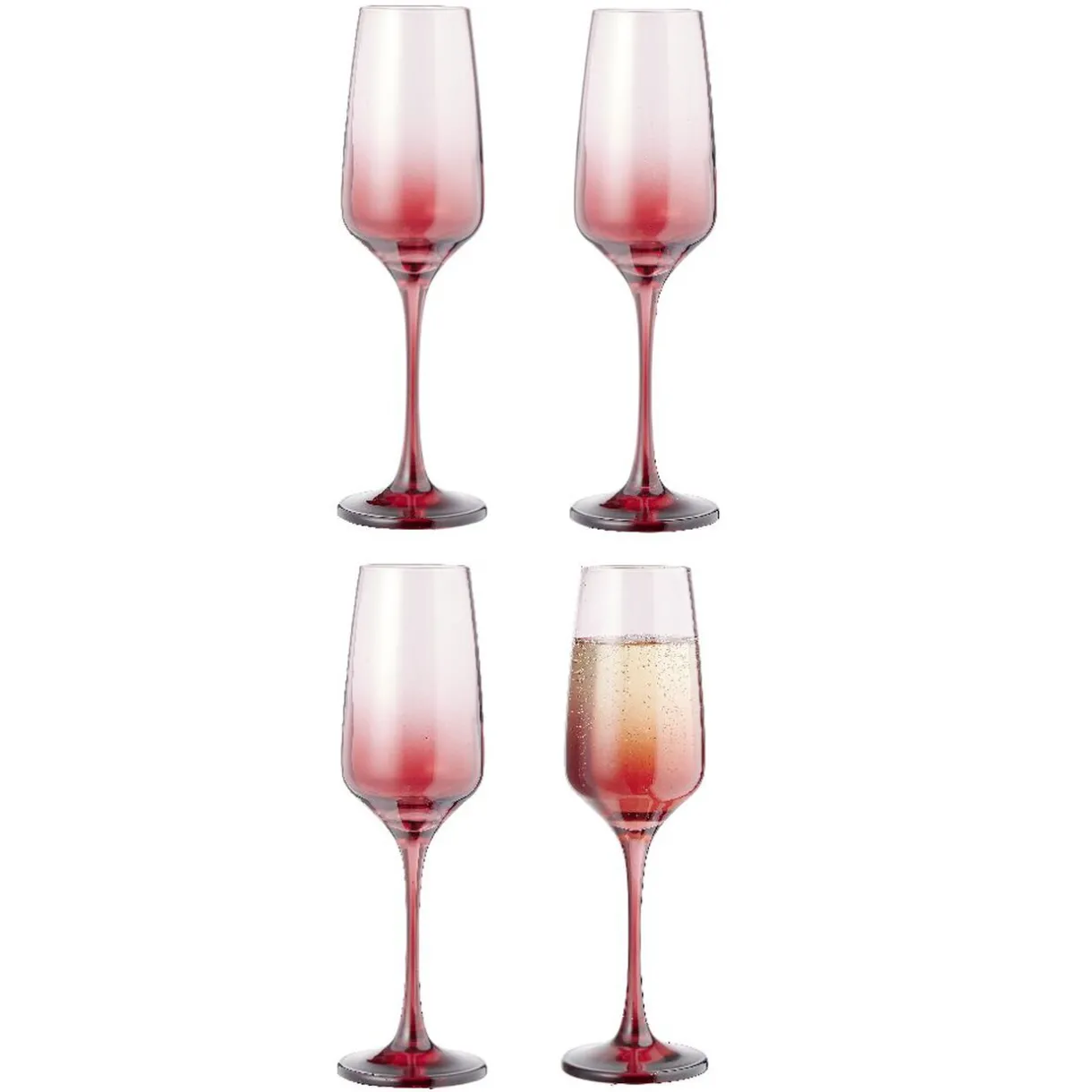 Gifi Flûte à champagne fumé rouge 19,5cl x4