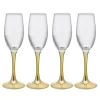 Gifi Flûte en verre transparent pied doré x4