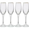 Gifi Flûte en verre transparent avec liseré doré x4