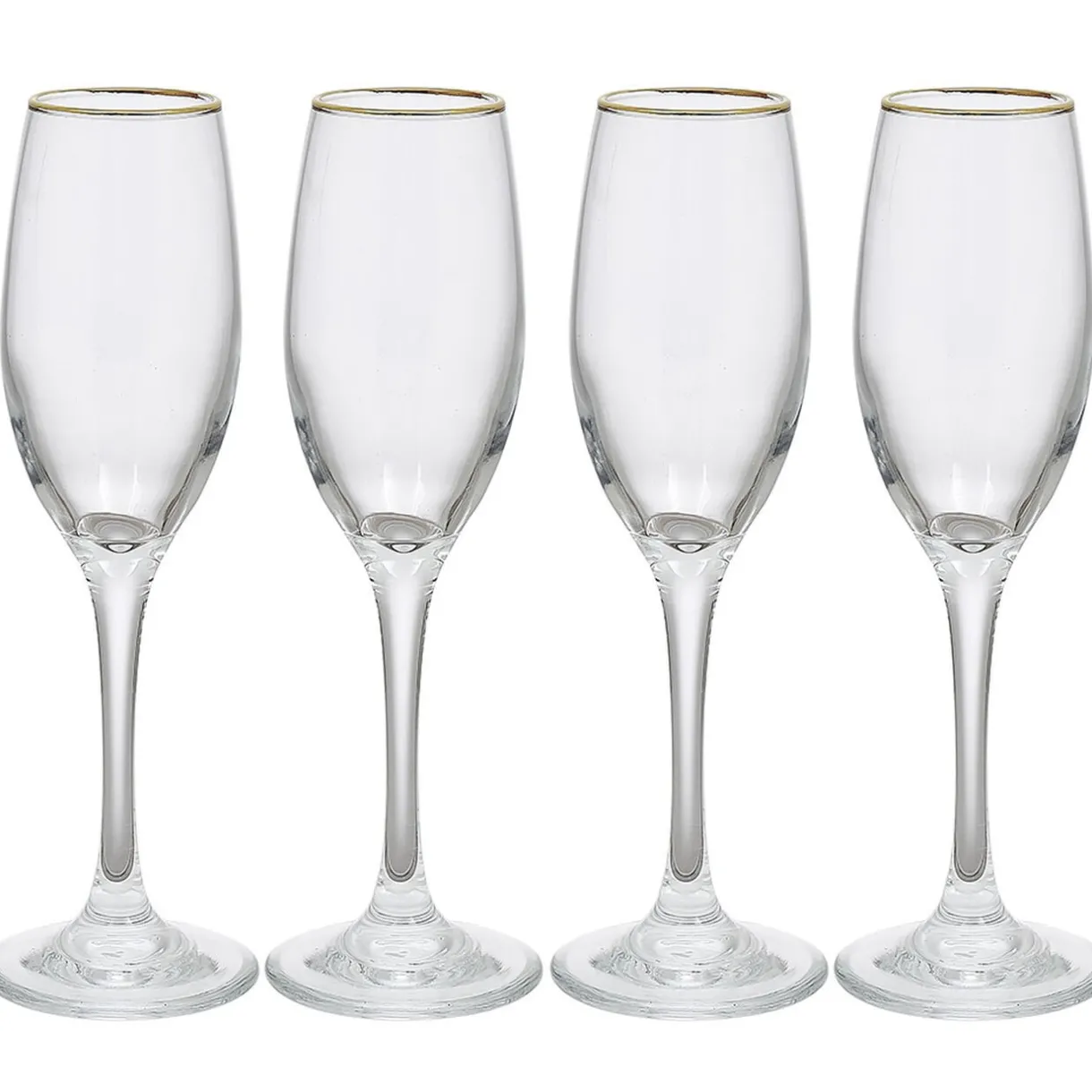 Gifi Flûte en verre transparent avec liseré doré x4