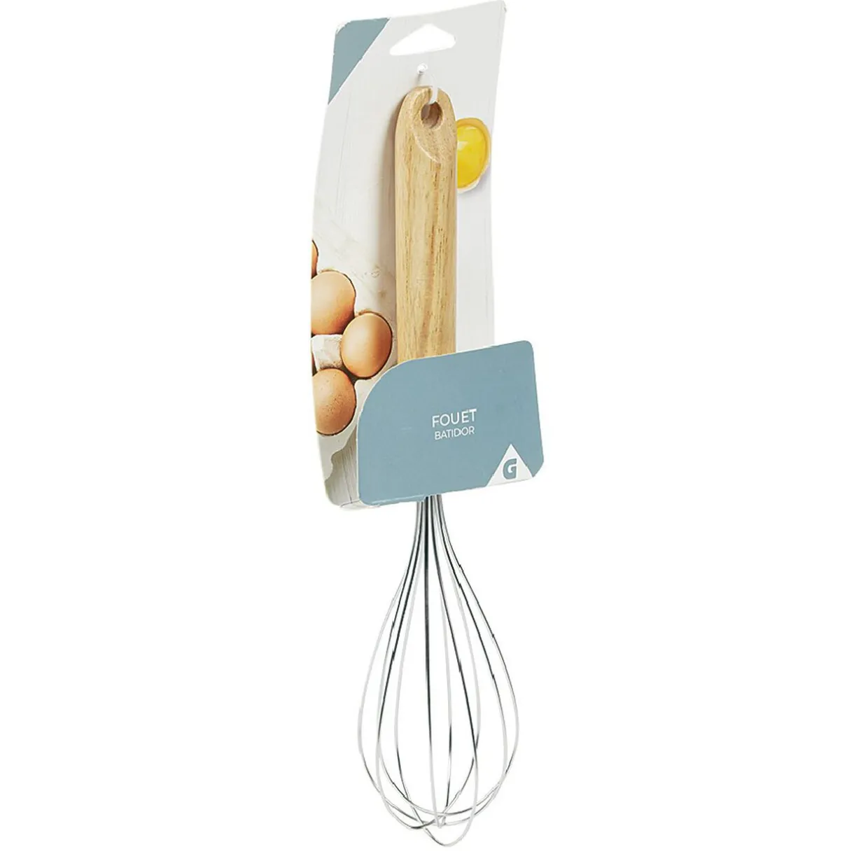 Gifi Fouet de cuisine inox avec manche en bois New