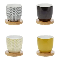 Gifi Gobelet à expresso avec sous tasse en bambou x4