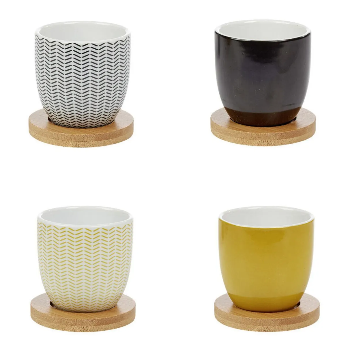 Gifi Gobelet à expresso avec sous tasse en bambou x4