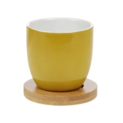 Gifi Gobelet à expresso avec sous tasse en bambou x4