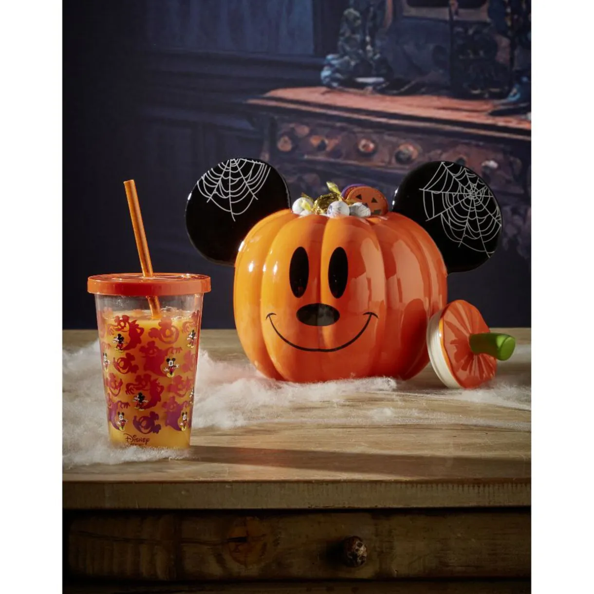 Gifi Gobelet à paille Mickey Disney Halloween fantôme orange et violet Clearance