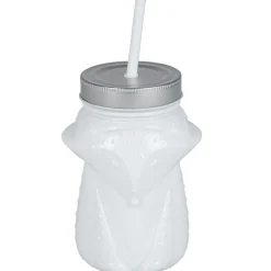 Gifi Gobelet animalier en verre + paille + couvercle