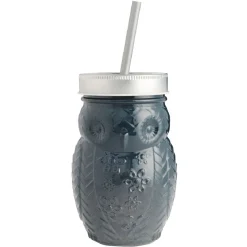 Gifi Gobelet animalier en verre + paille + couvercle