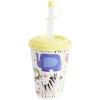 Gifi Gobelet avec couvercle paille plastique jaune Ø8,7xH20cm