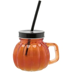 Gifi Gobelet avec paille en forme de citrouille orange 500 ml Outlet
