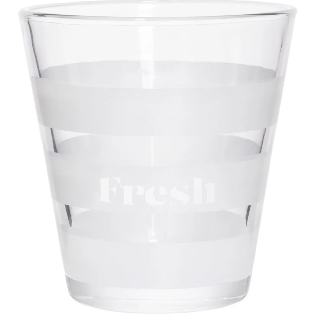Gifi Gobelet bas conique transparent rayure blanche 25cl x3 - Ø8,4 x H8 cm