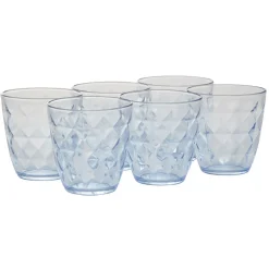 Gifi Gobelet en verre Agathe motif relief diamant transparent bleu x6 Hot