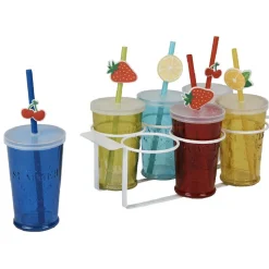 Gifi Gobelet en verre avec couvercle et paille multicolore x6 Online