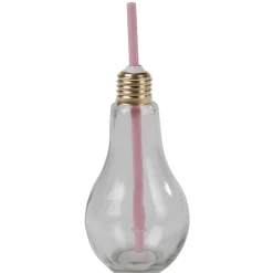 Gifi Gobelet en verre forme ampoule avec paille