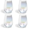 Gifi Gobelet en verre irisé ovale x4