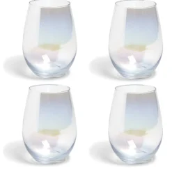 Gifi Gobelet en verre irisé ovale x4