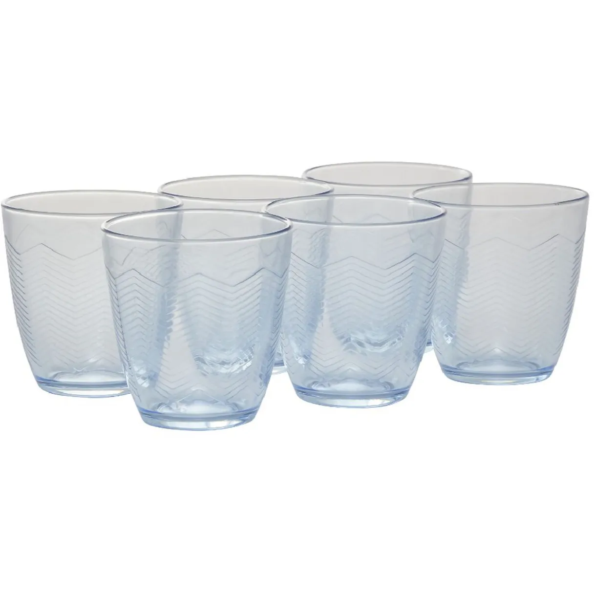 Gifi Gobelet en verre Margaux motifs chevron transparent bleu x6 Discount