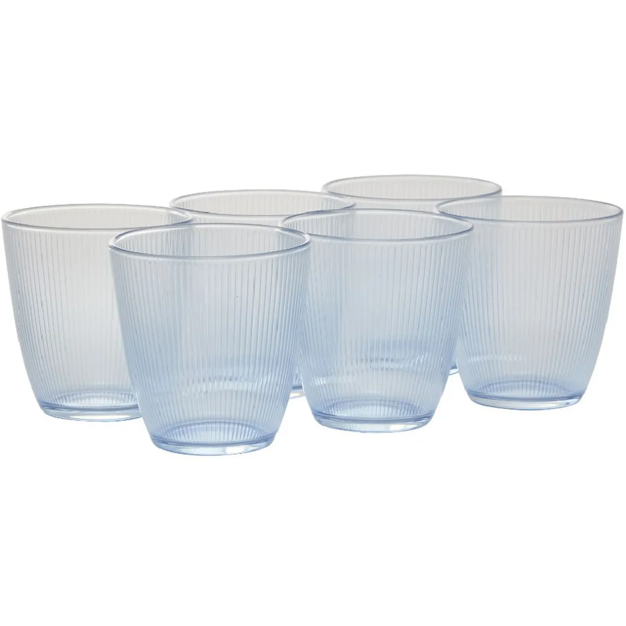 Gifi Gobelet en verre Nina motif relief rainuré transparent bleu 25 cl x6 Sale