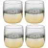 Gifi Gobelet en verre transparent pied doré x4