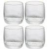 Gifi Gobelet en verre transparent avec liseré doré x4