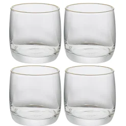 Gifi Gobelet en verre transparent avec liseré doré x4
