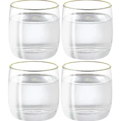Gifi Gobelet en verre transparent avec liseré doré x4