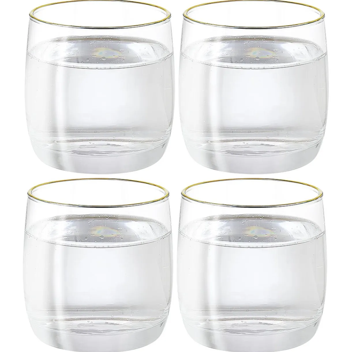 Gifi Gobelet en verre transparent avec liseré doré x4
