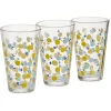 Gifi Gobelet haut verre transparent motif citron jaune et bleu 30cl x3