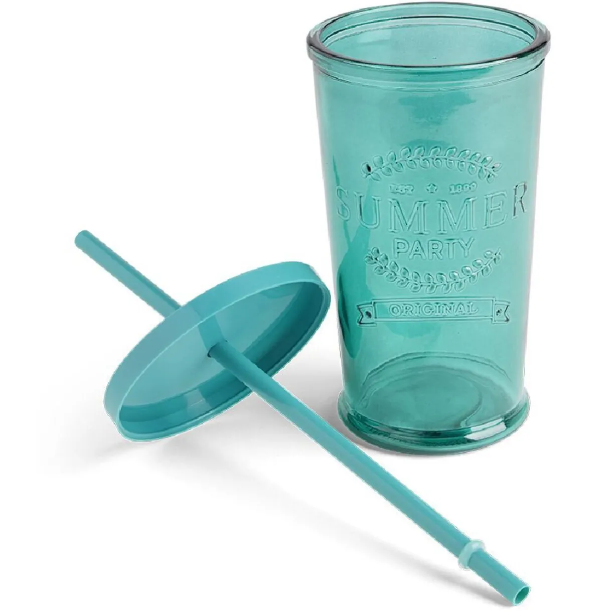 Gifi Gobelet 490ml en verre avec couvercle plastique - 3 coloris