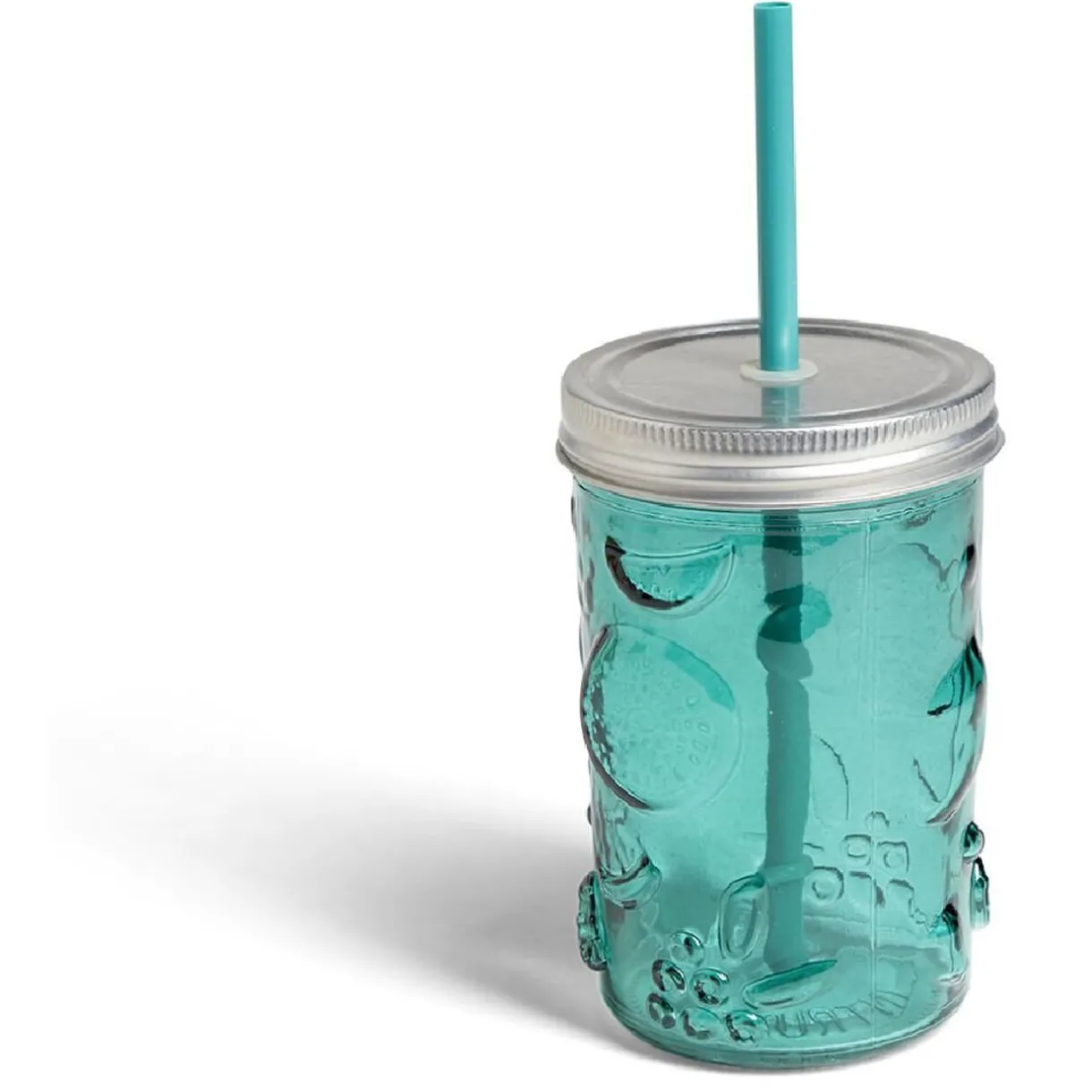 Gifi Gobelet 500ml en verre couvercle métal avec paille - 3 coloris Hot
