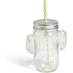 Gifi Gobelet 460ml forme cactus avec paille verre transparent Outlet