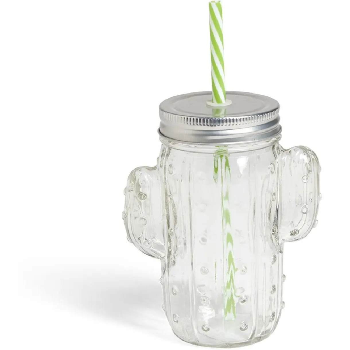Gifi Gobelet 460ml forme cactus avec paille verre transparent Outlet