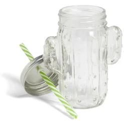 Gifi Gobelet 460ml forme cactus avec paille verre transparent Outlet