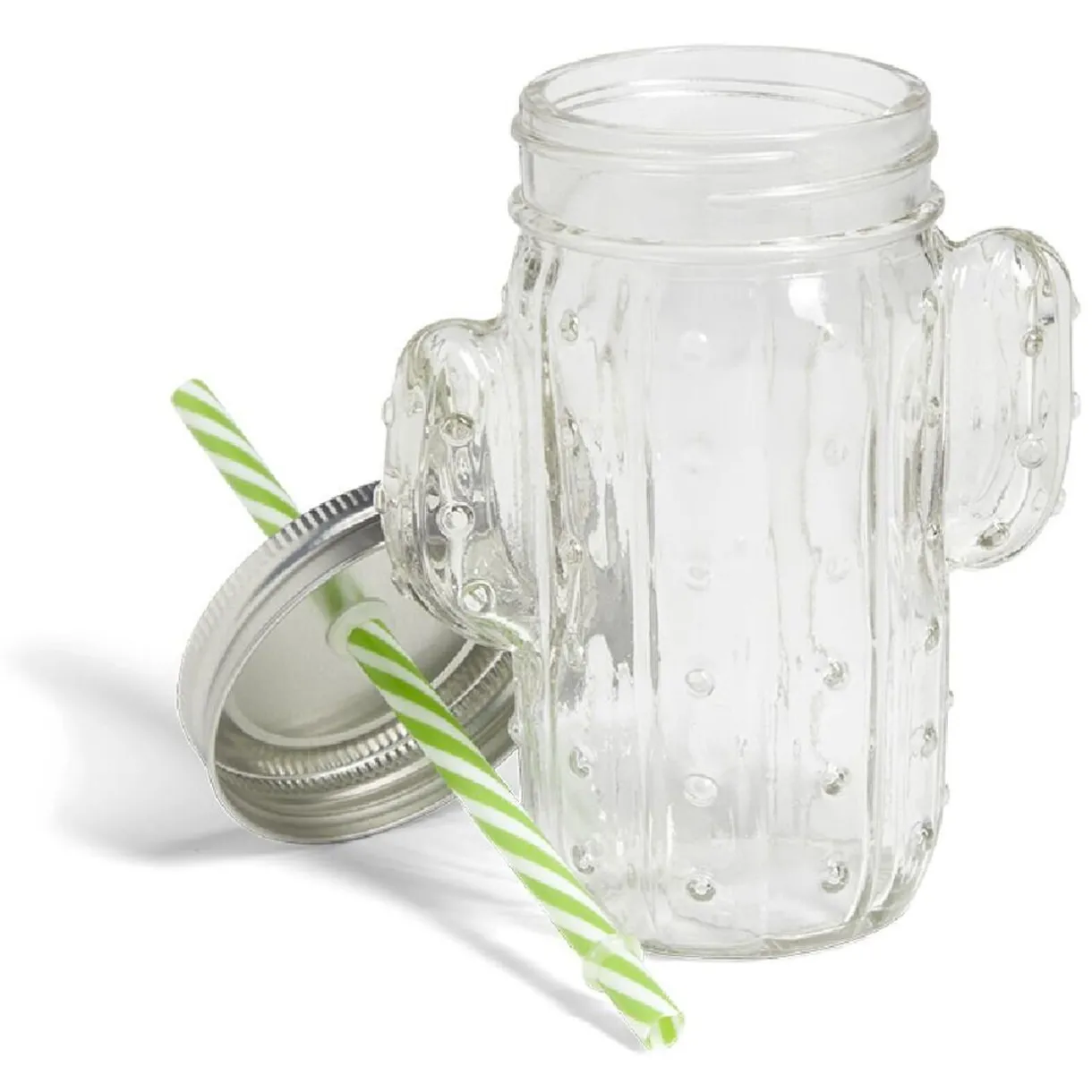 Gifi Gobelet 460ml forme cactus avec paille verre transparent Outlet