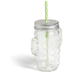 Gifi Gobelet 460ml forme cactus avec paille verre transparent Outlet