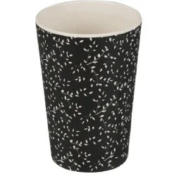 Gifi Gobelet mélaminé noir décor feuille blanche Outlet