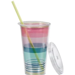 Gifi Gobelet plastique et paille bayadère Clearance