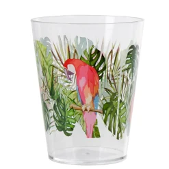 Gifi Gobelet plastique transparent décor perroquet exotique New